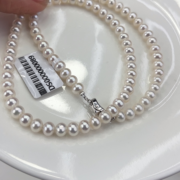 淡水珍珠颈饰银S925镶嵌卡5.6极光炫彩高品