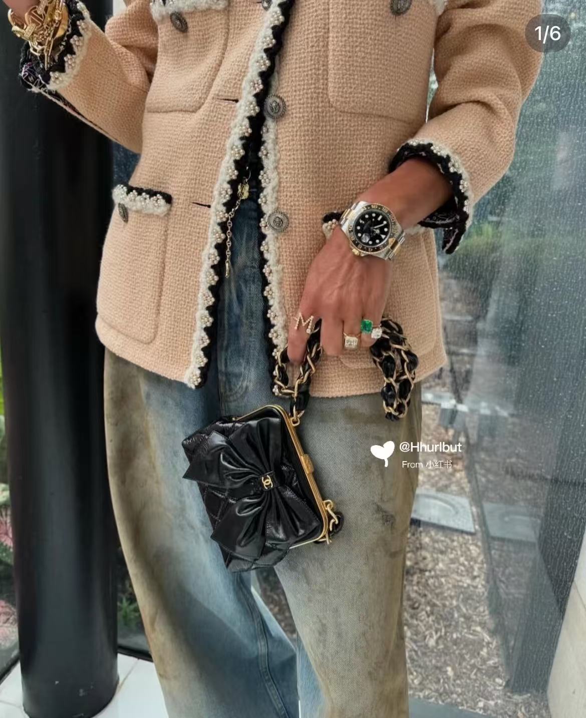 99新 Chanel/香奈儿 展会外场！24A黑金蝴蝶小废包