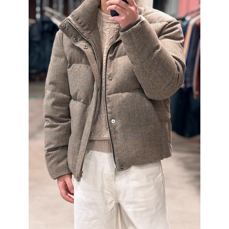 （风尚）33000版"法式优雅泷定100%羊毛 千鸟格”90白鹅绒面包羽绒服