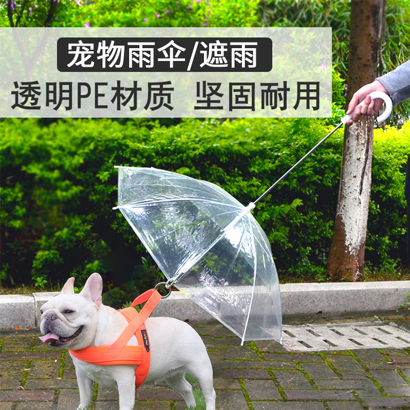 宠物用品宠物雨伞防风遮雨遮阳泰迪小型犬专用带牵引狗链遛狗雨伞