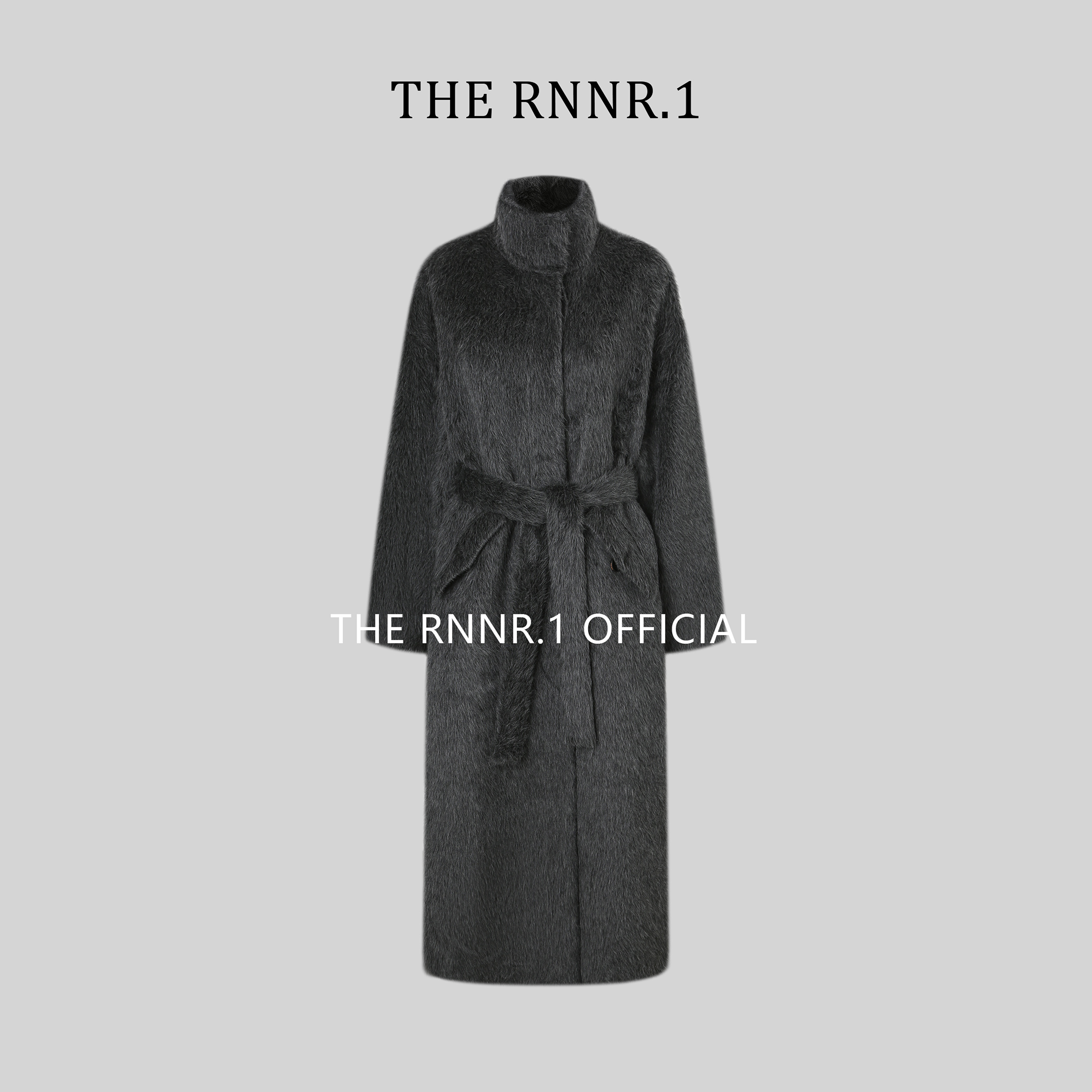 THE RNNR.1黑标 意大利奢贵 TEXCO进口MAX苏力长毛立领羊驼毛大衣