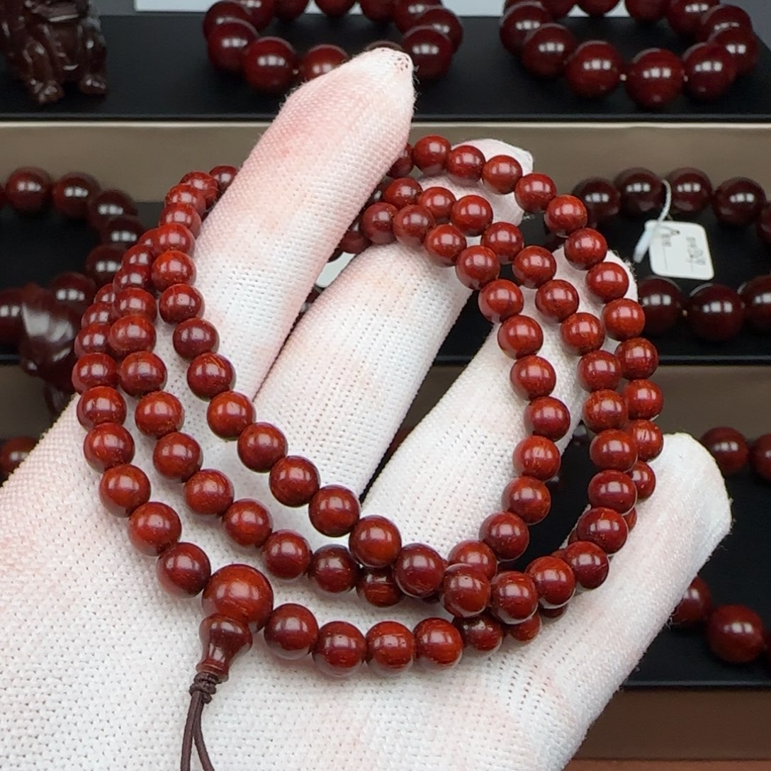 小叶紫檀手串/手链原生态印度小叶紫檀0.6鱼鳞顶泥