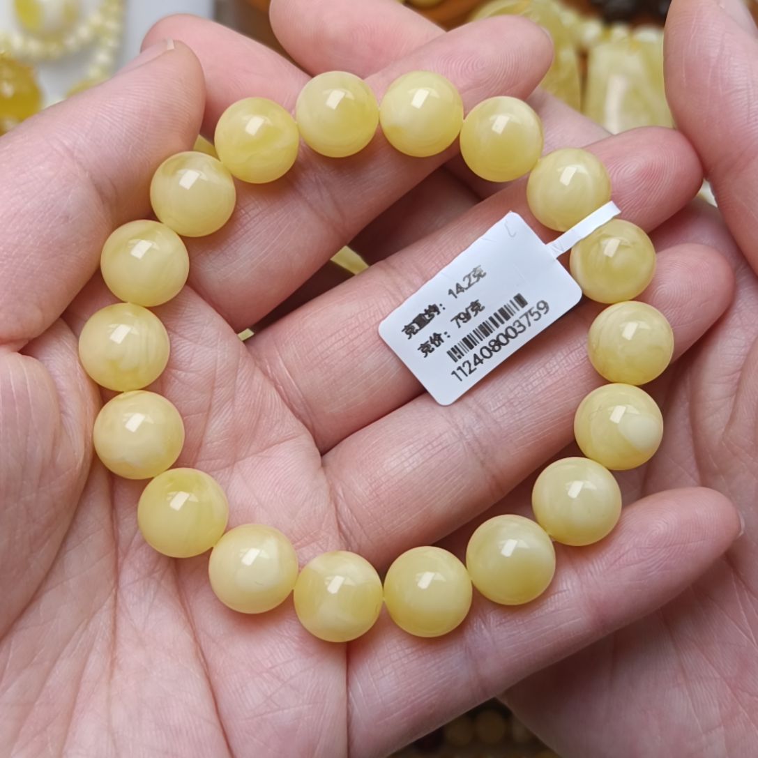 未镶嵌蜜蜡手链11圆珠浓蜡