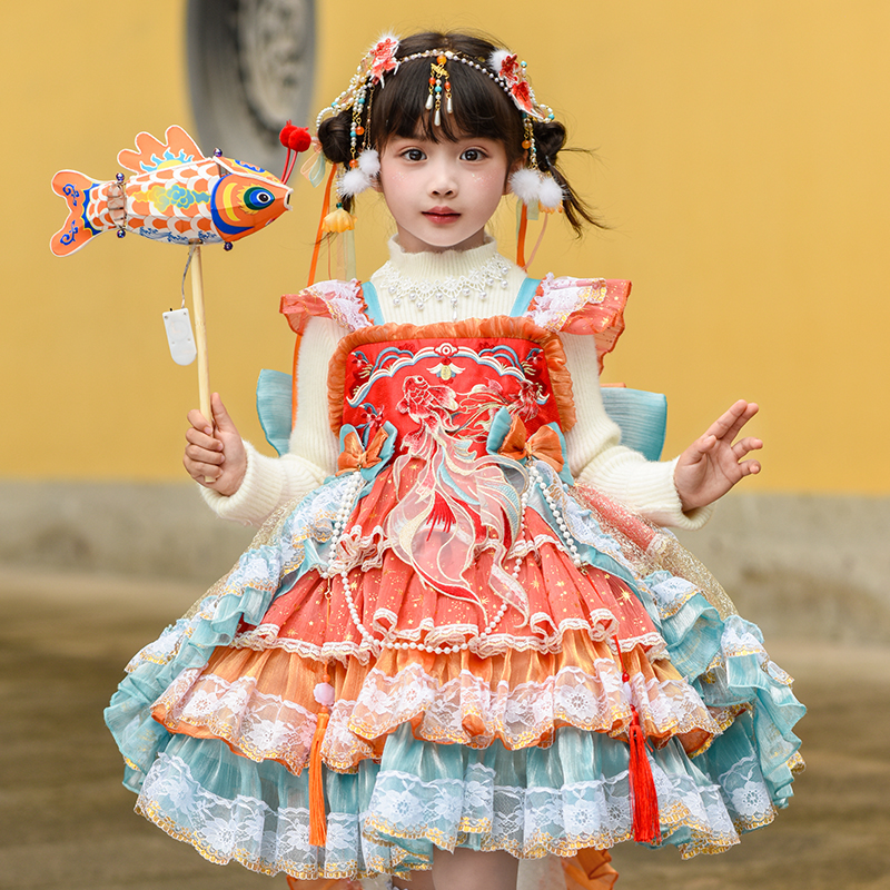 国风宝宝周岁礼服生日表演周岁宝宝服装女童公主裙洛丽塔连衣裙
