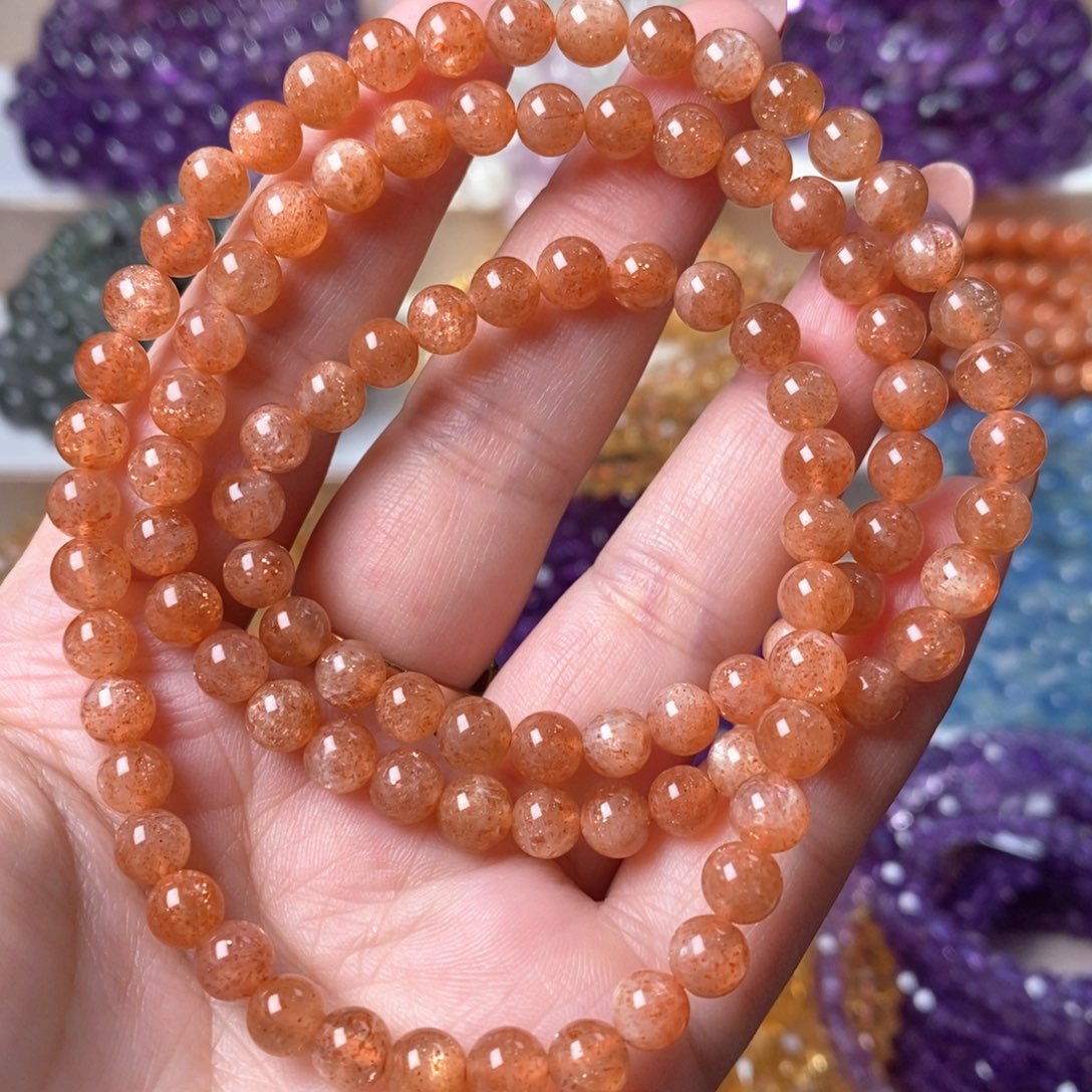 未镶嵌手串日光石金太阳三圈手链