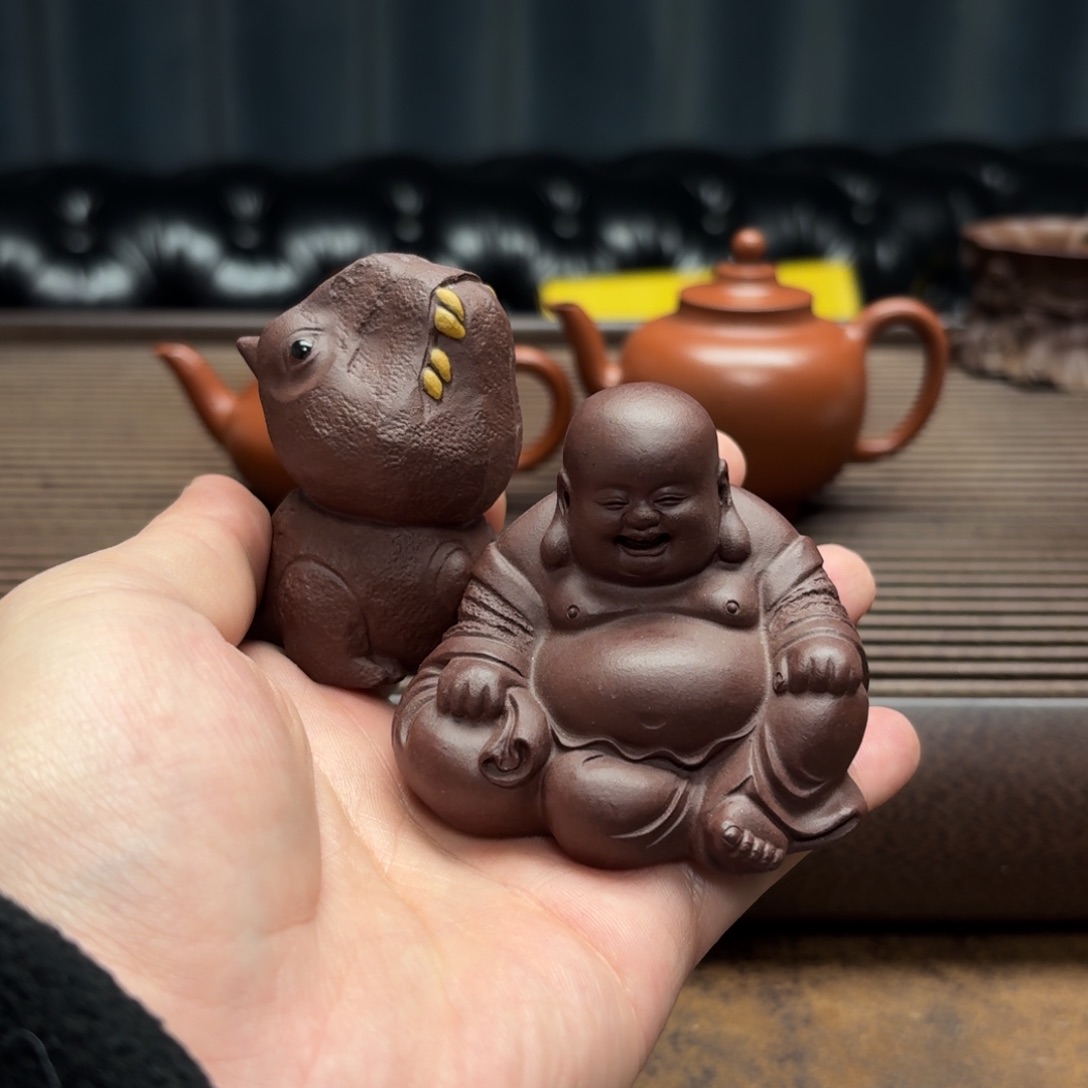 喝***r茶壶紫砂喝水兄一对