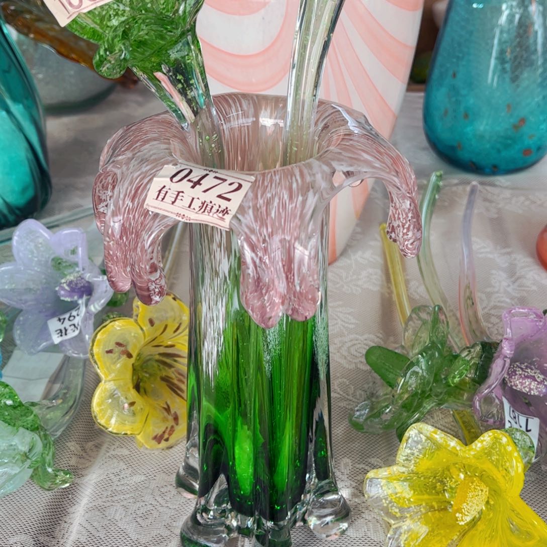 琉璃0472有手工痕迹 花瓶摆件高26