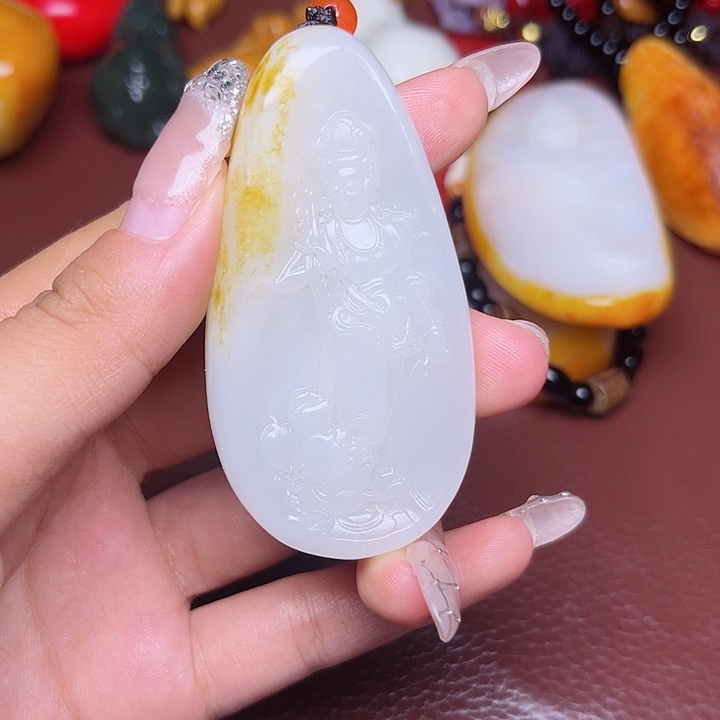 和田玉未镶嵌颈饰牧*人