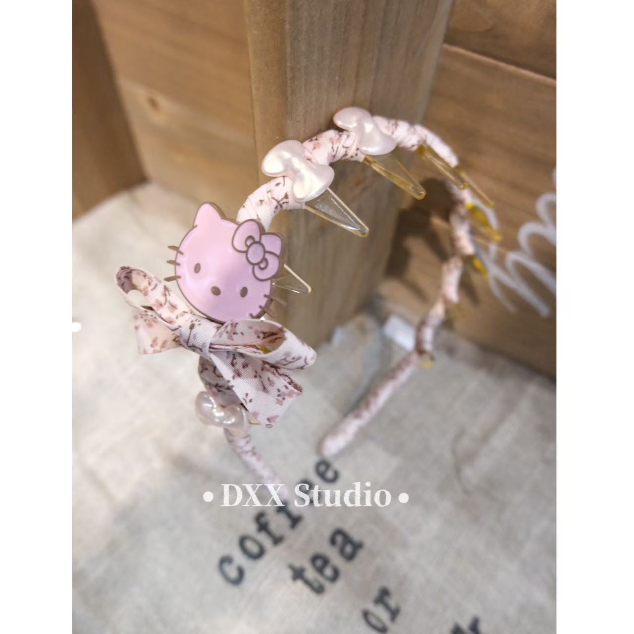 小众设计粉色系kitty蝴蝶结斑点发箍发饰45987