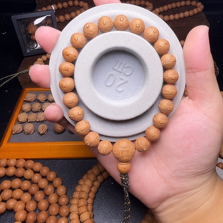 手串凤眼菩提11.5mm实心粉红皮