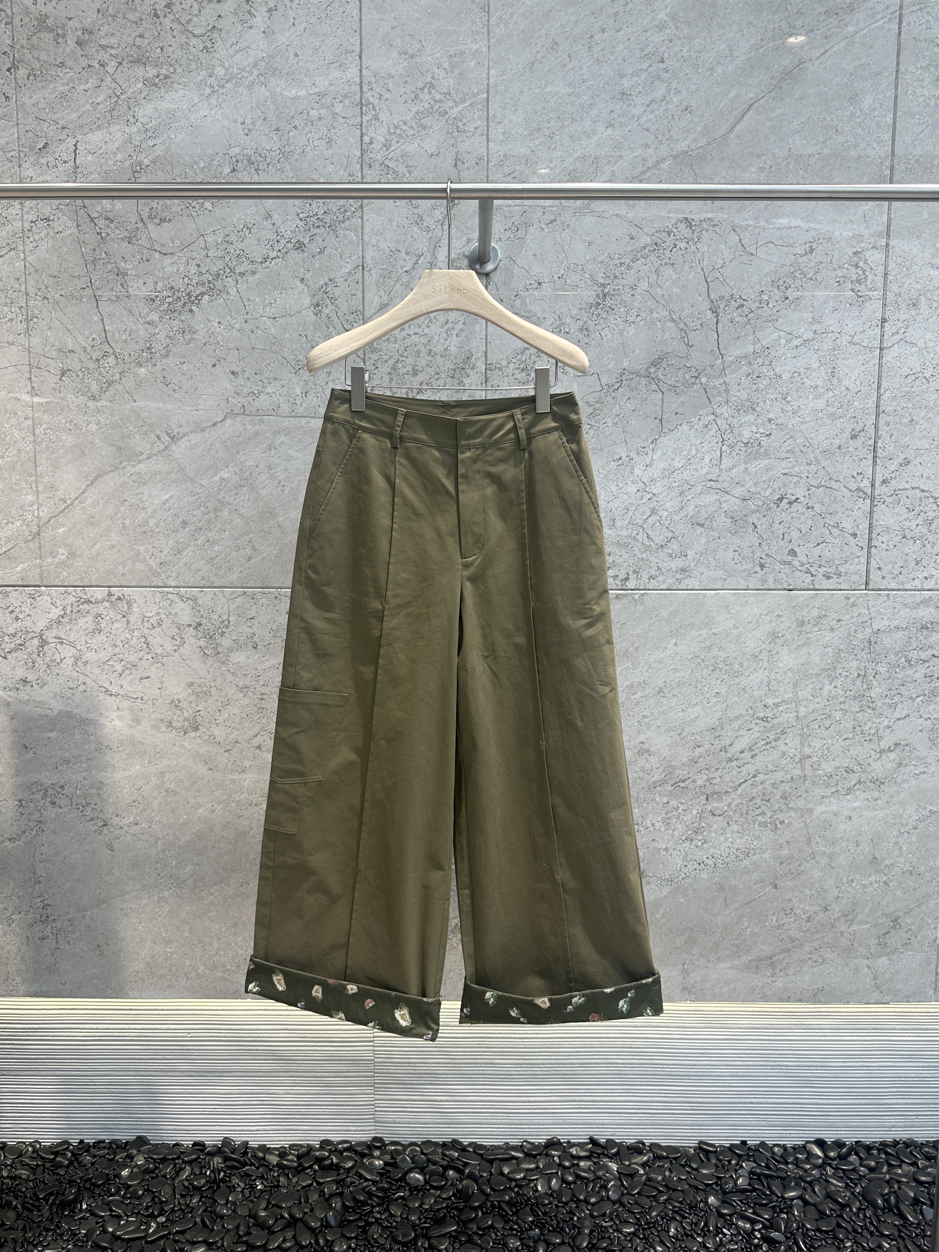 【JR】设计师品牌25年春夏新品翻边印花休闲裤JWHAAK370050