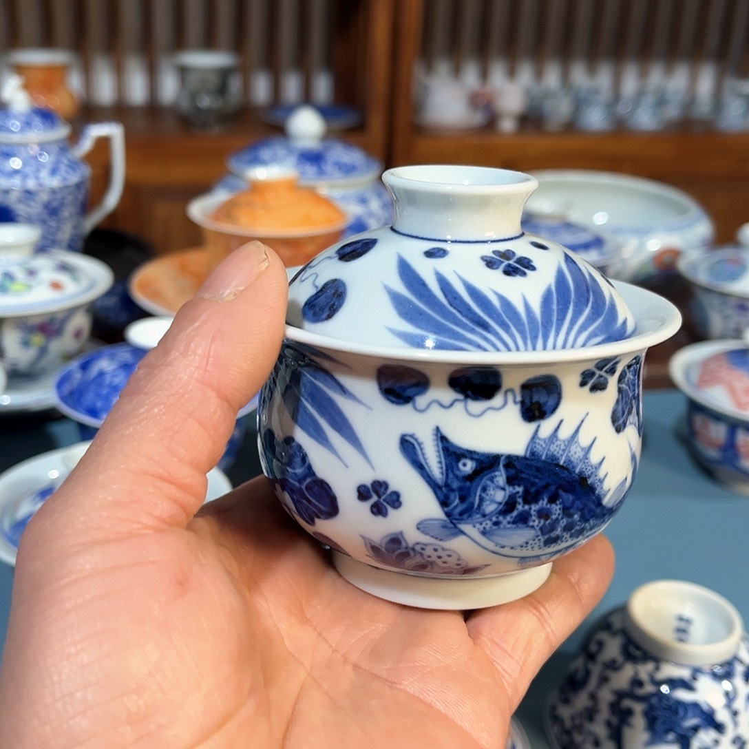 錡镇堂手工手绘盖碗