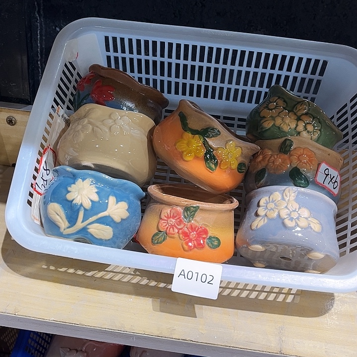 瓷片花盆多肉植物艺术品