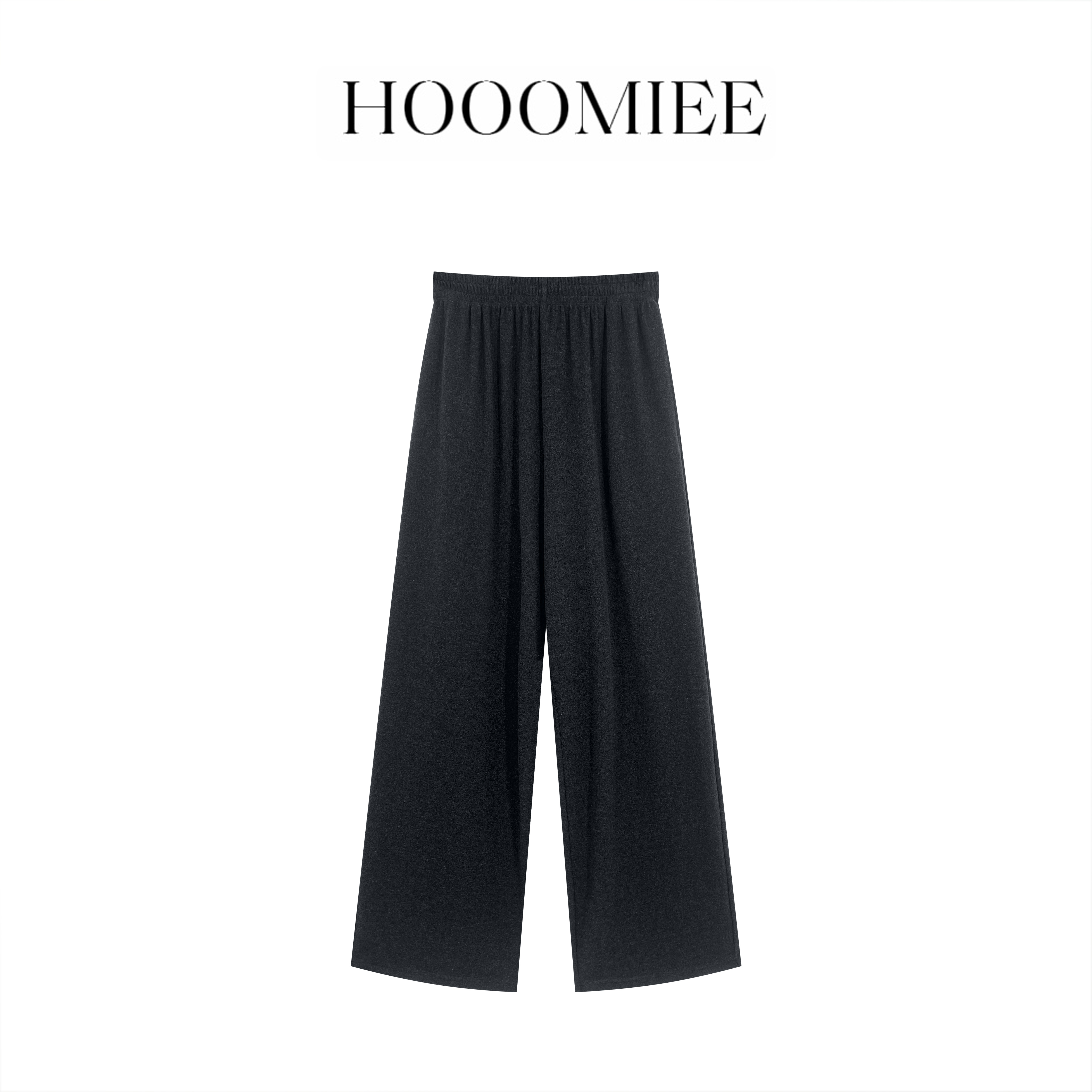 Hooomiee 腿长作弊码 白抽绳慵懒宽松深色女士休闲裤CK0306