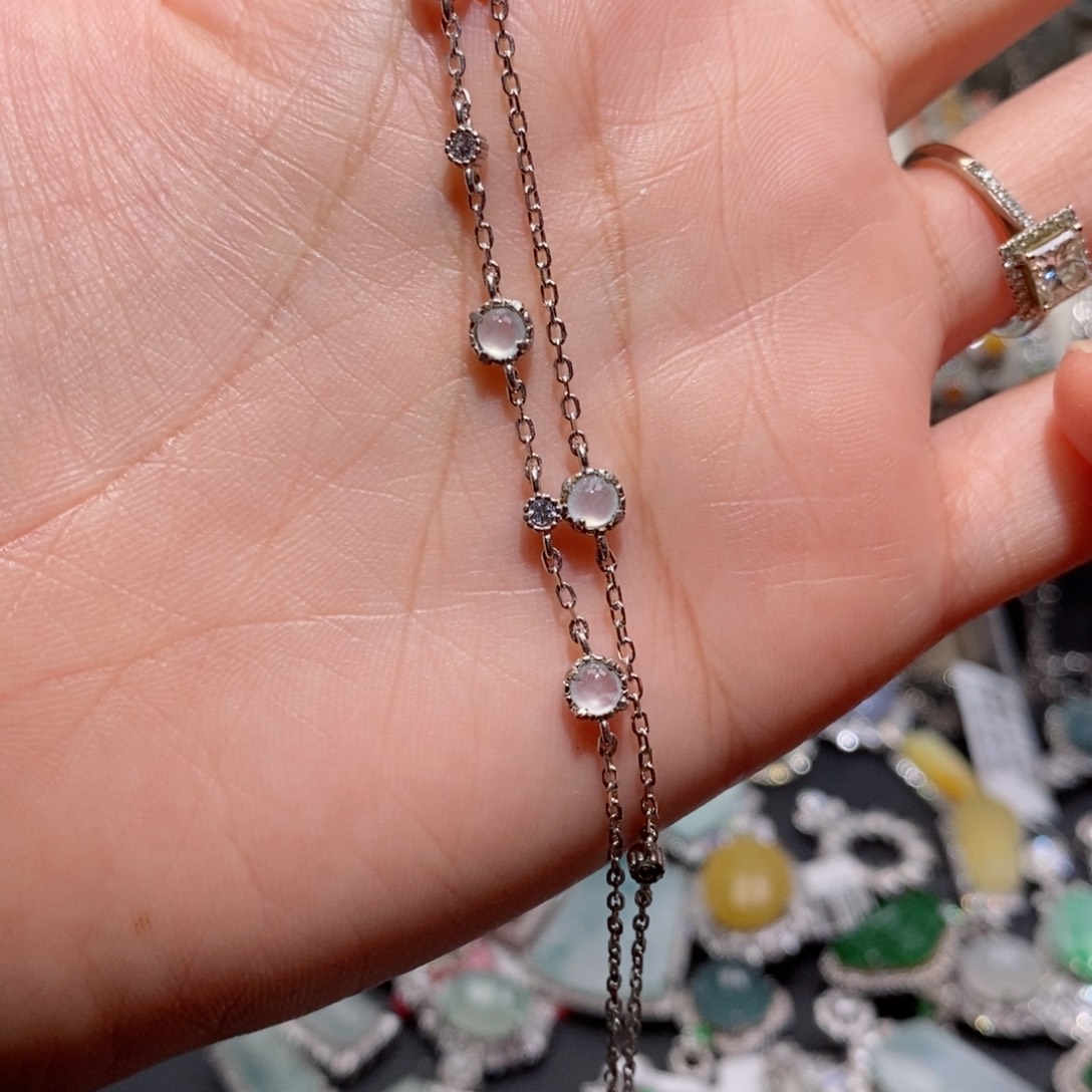 翡翠手链银S925镶嵌c c c