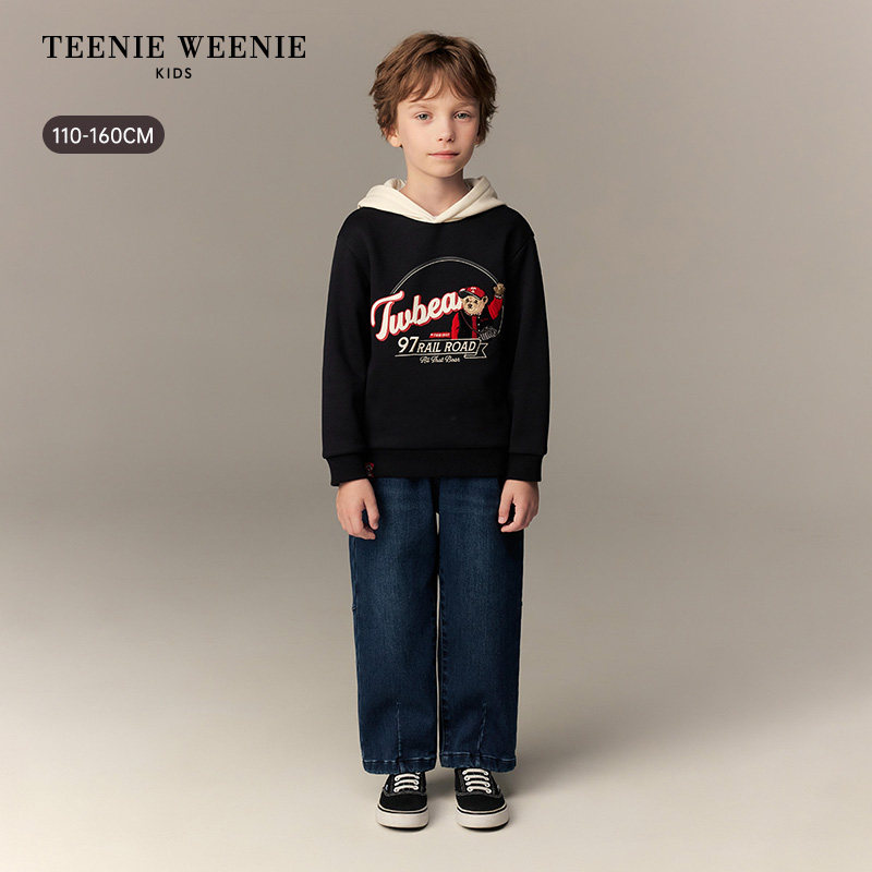 TeenieWeenie Kids小熊童装26年新年男童连帽加绒卫衣TKMW261105B