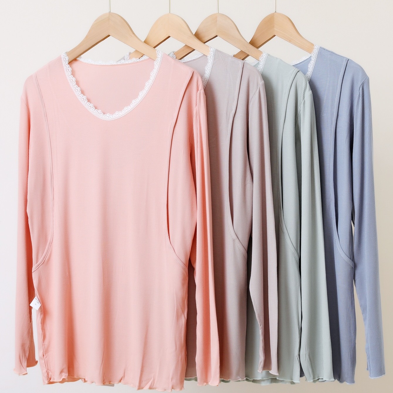 螺纹莫代尔竖开式哺乳秋衣