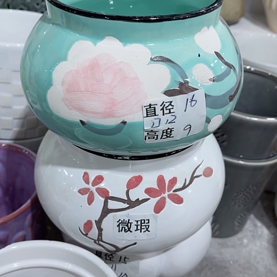 多肉绿植陶瓷花盆9.9包邮，有孔