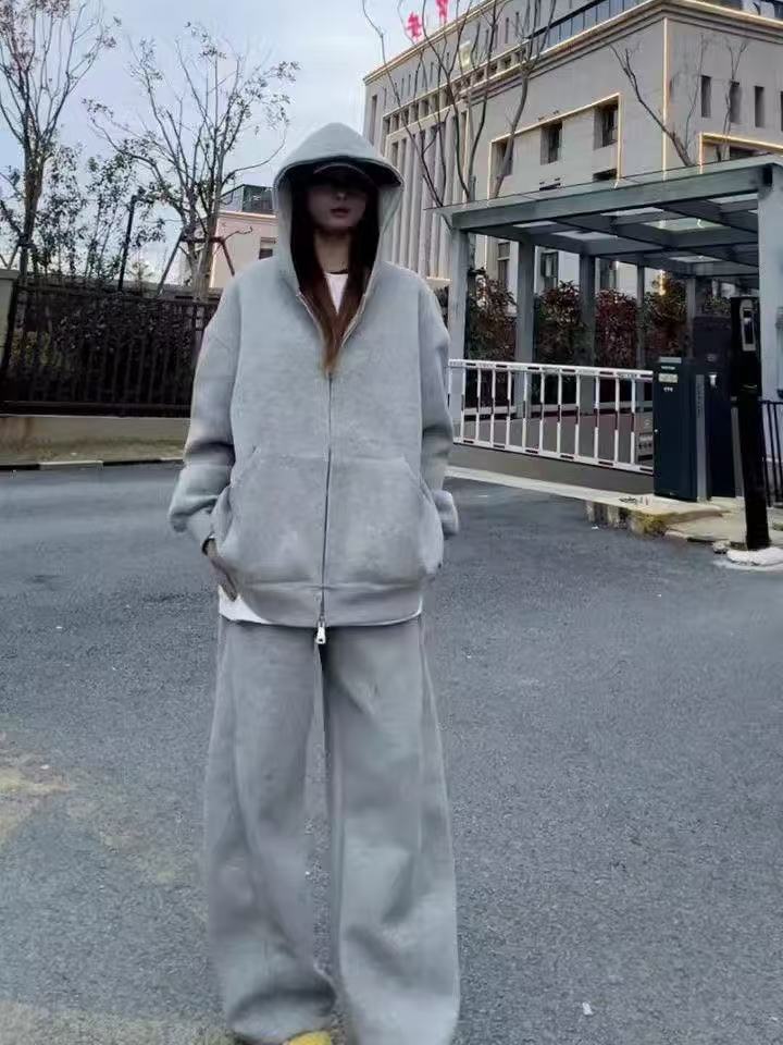 10号链接 加绒 oversize重磅男女同款拉链秋冬季开衫宽松连帽卫衣