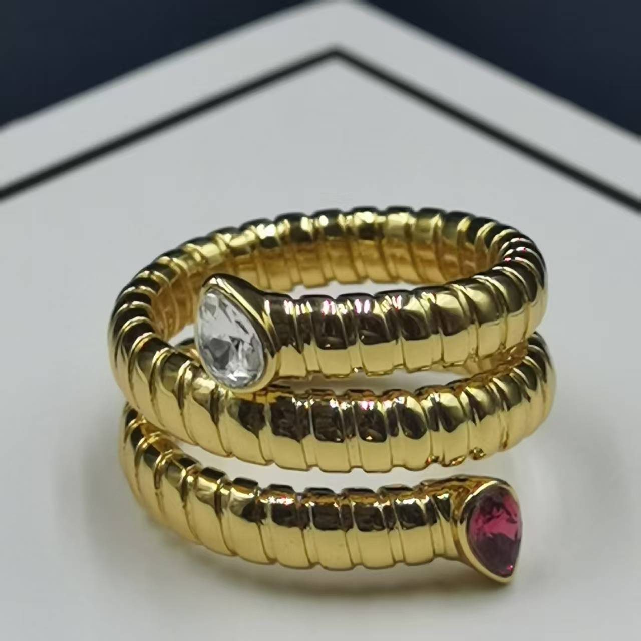 铜合金亚克力戒指 指环轻奢【伊琳饰品】金色圈圈戒指