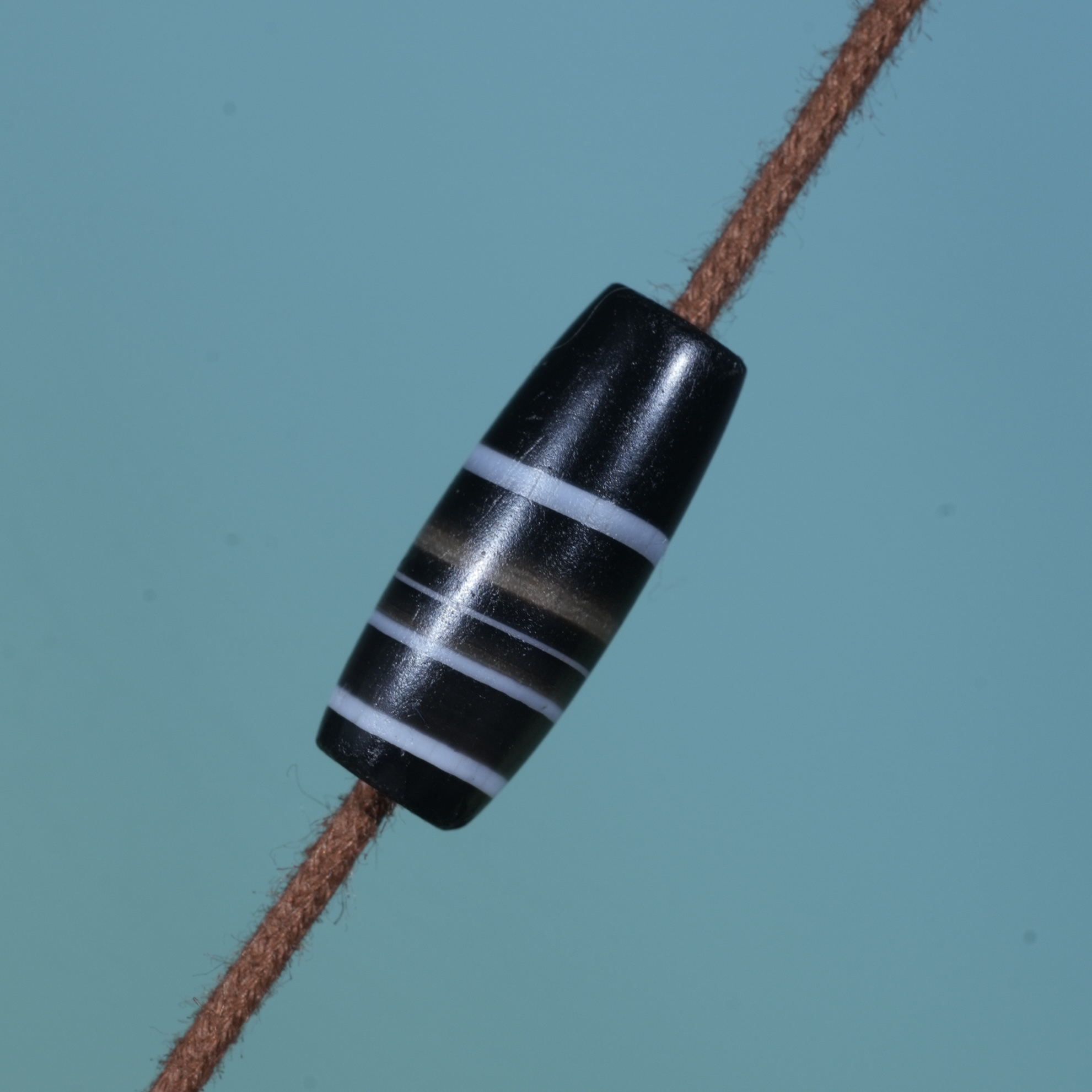 【古珠】7.2*18mm千年满风化大开门黑白缠丝药师管文玩保真保老