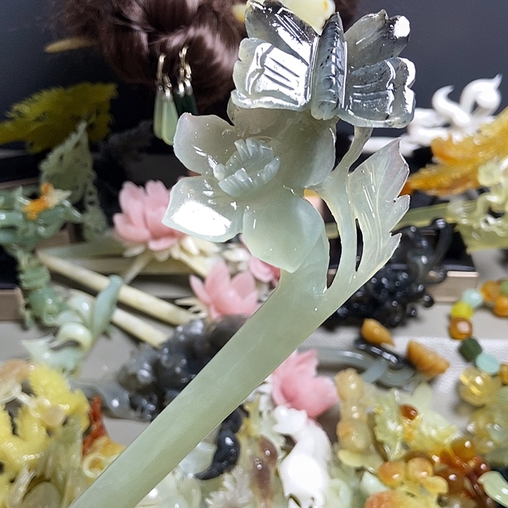 岫玉未镶嵌发簪发簪