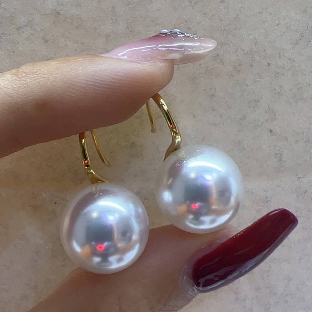 淡水珍珠耳饰18K金镶嵌