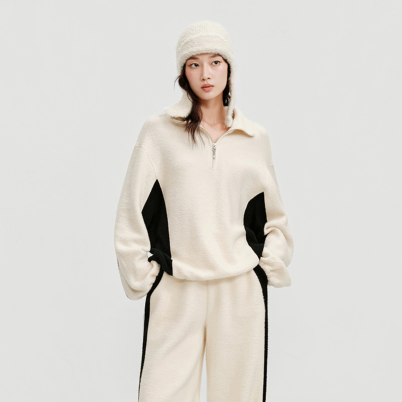 【商场同款】HPLY荷比俪冬半开拉链设计拼色上衣外套HMF45610096