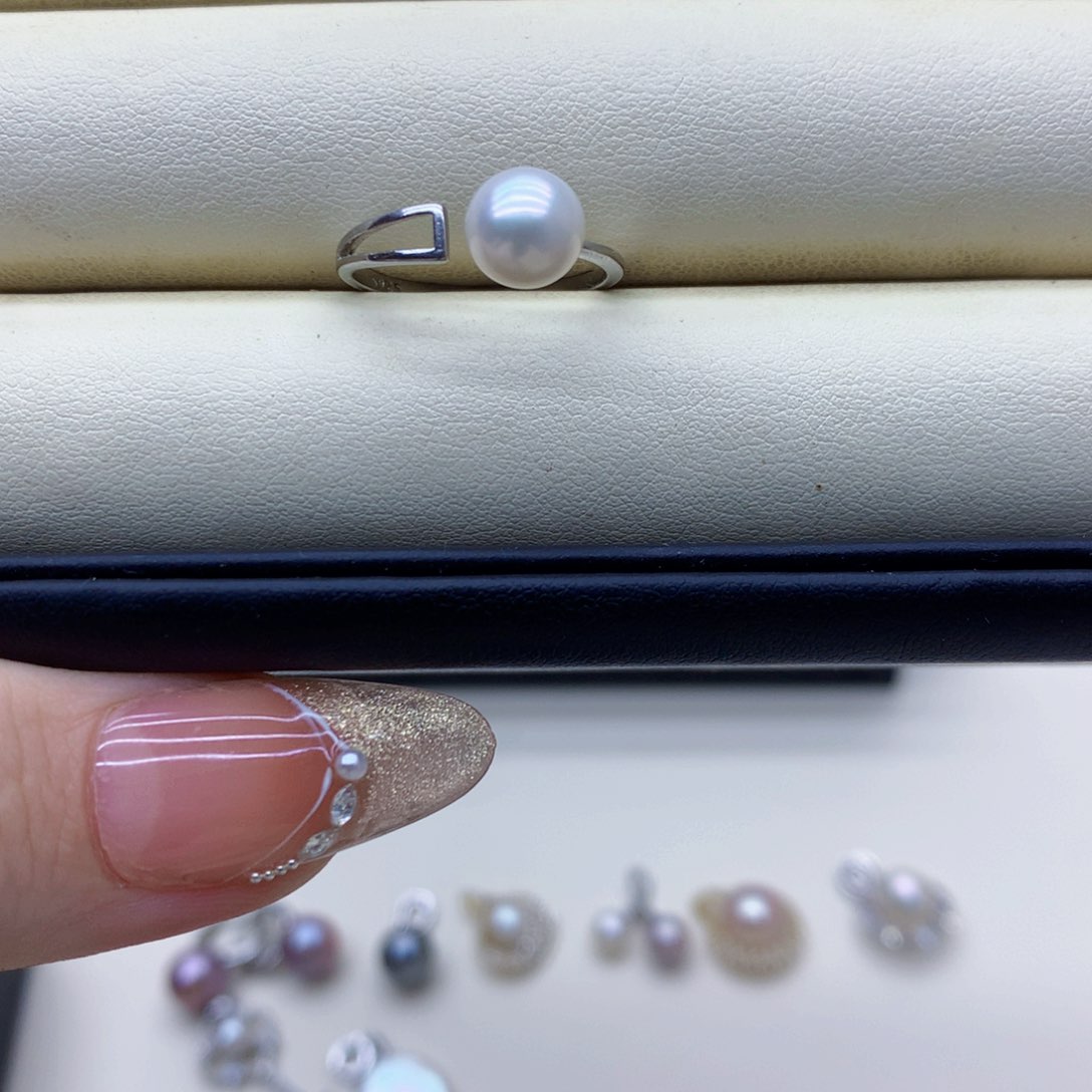 淡水珍珠戒指银S925镶嵌