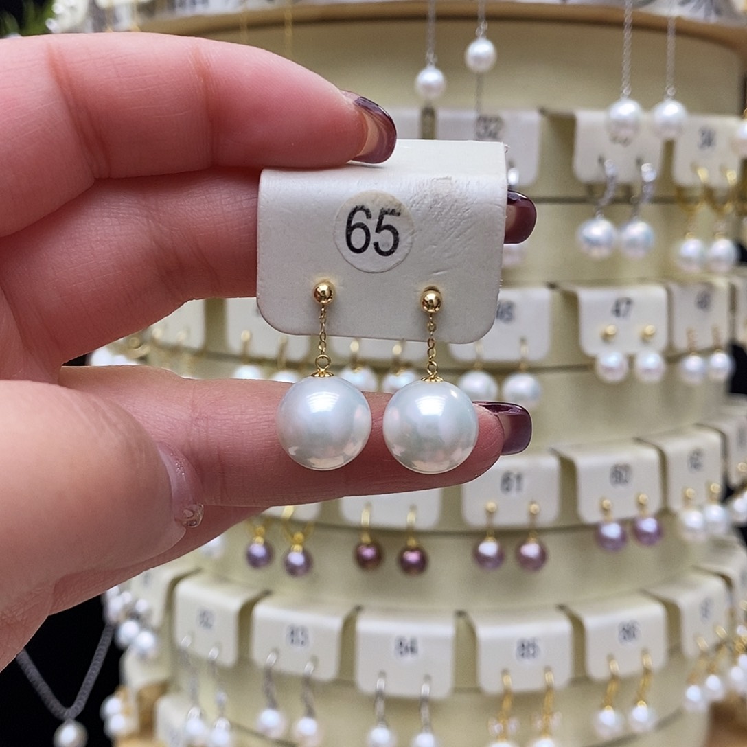 淡水珍珠耳饰18K金镶嵌