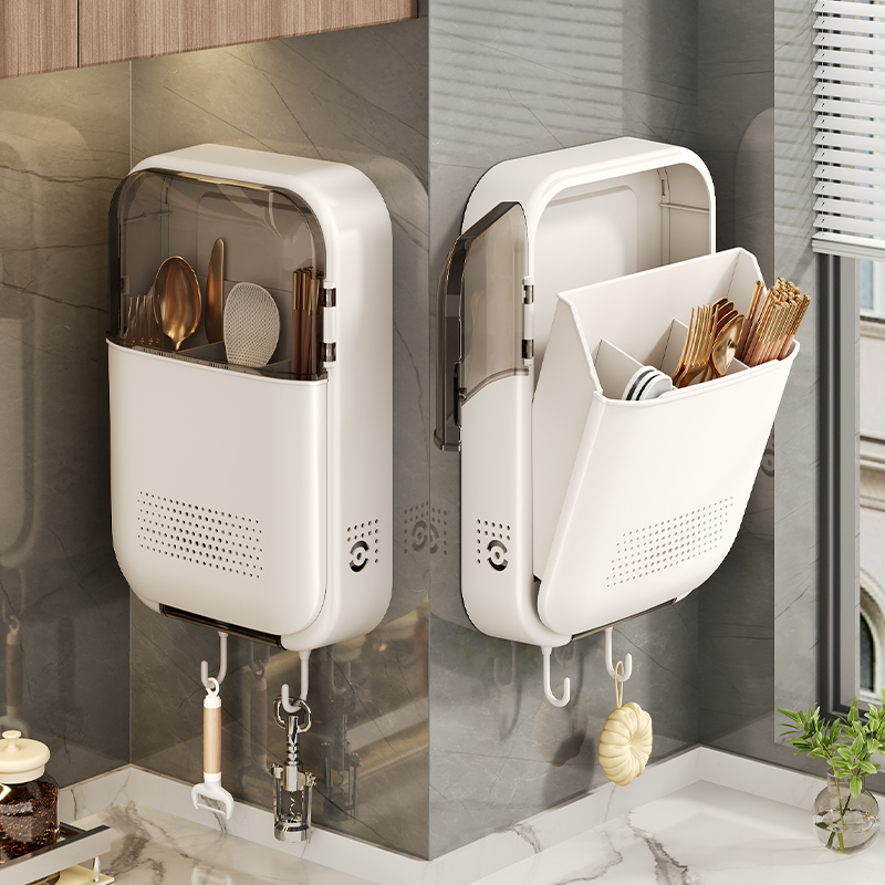 优勤筷子收纳盒厨房筷子筒置物架墙上壁挂式家用沥水勺子桶筷笼篓