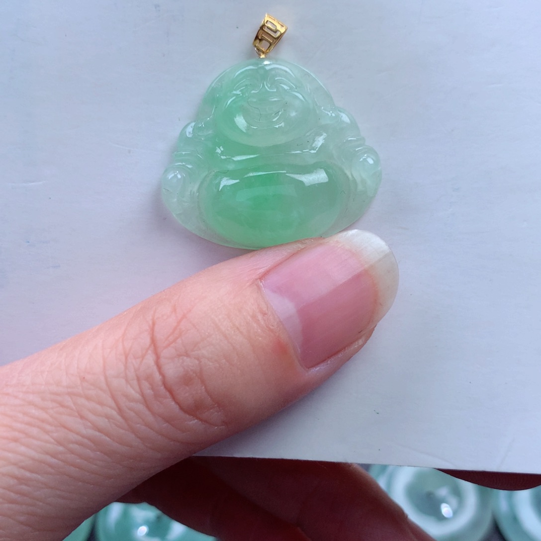 翡翠吊坠(不含链)18K金镶嵌