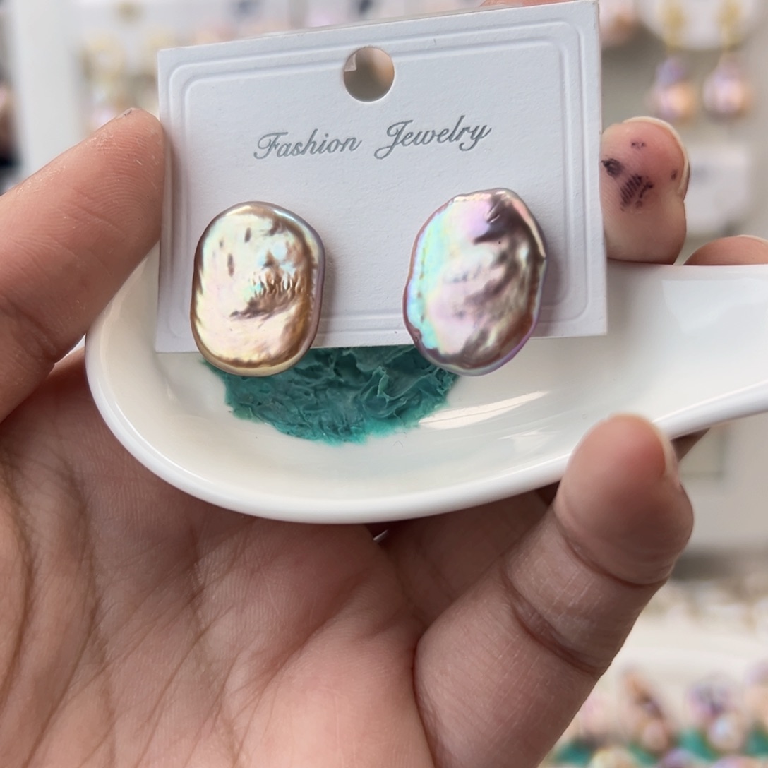 淡水珍珠耳饰银S925镶嵌