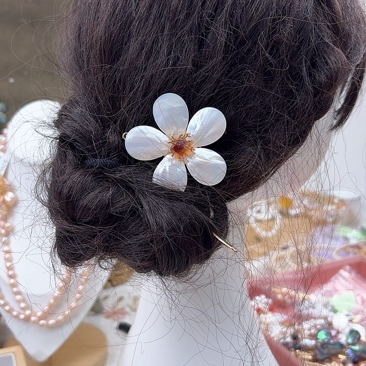 淡水珍珠发饰银S925镶嵌