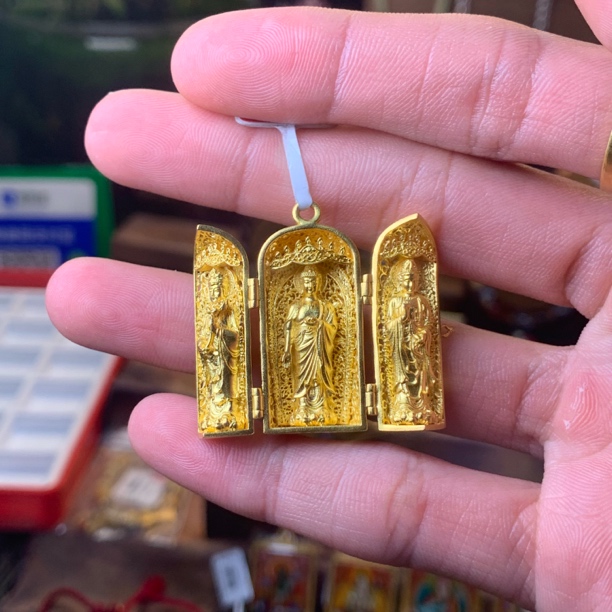 足金999黄金西方三圣吊坠