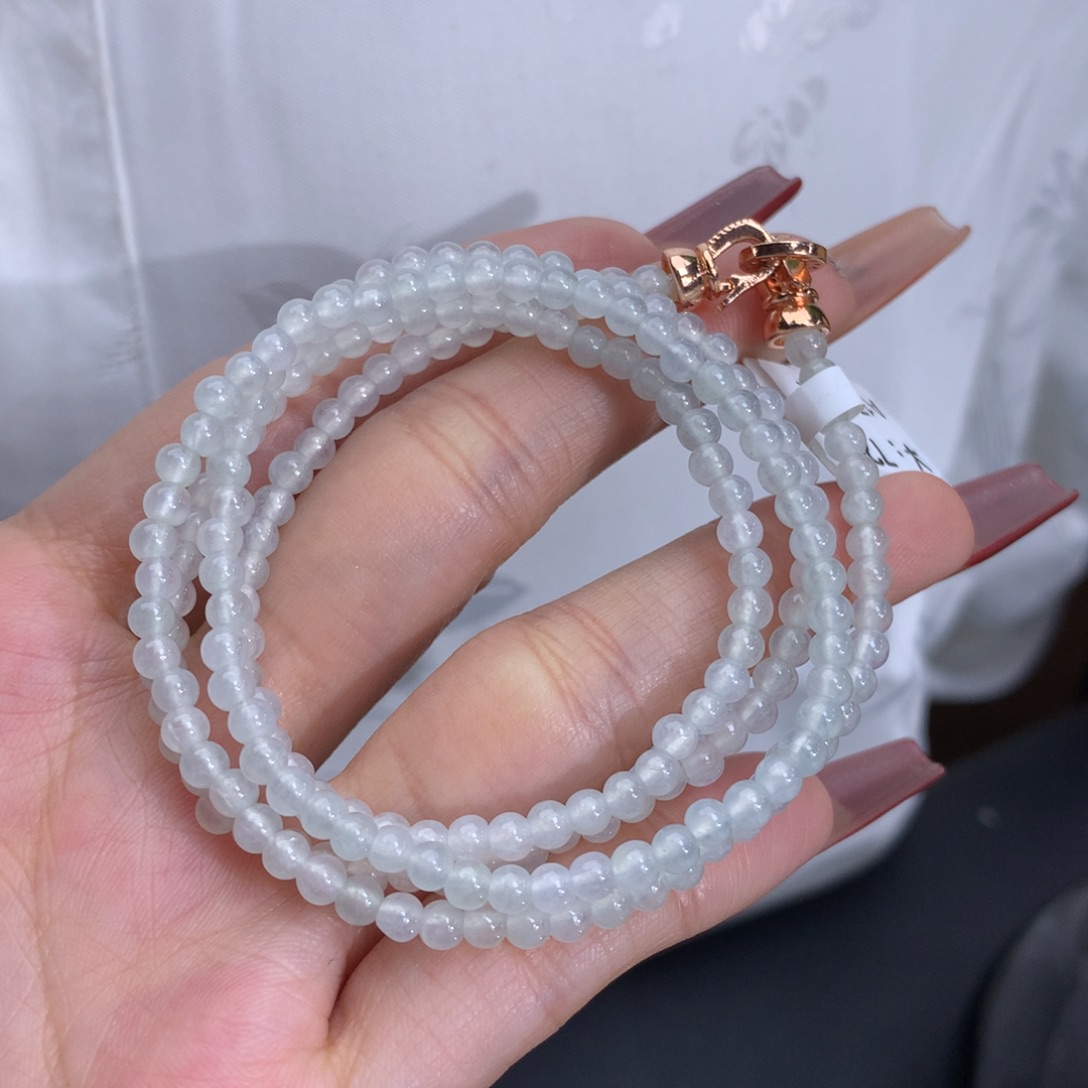 翡翠手链未镶嵌卡3.4白冰小米项链