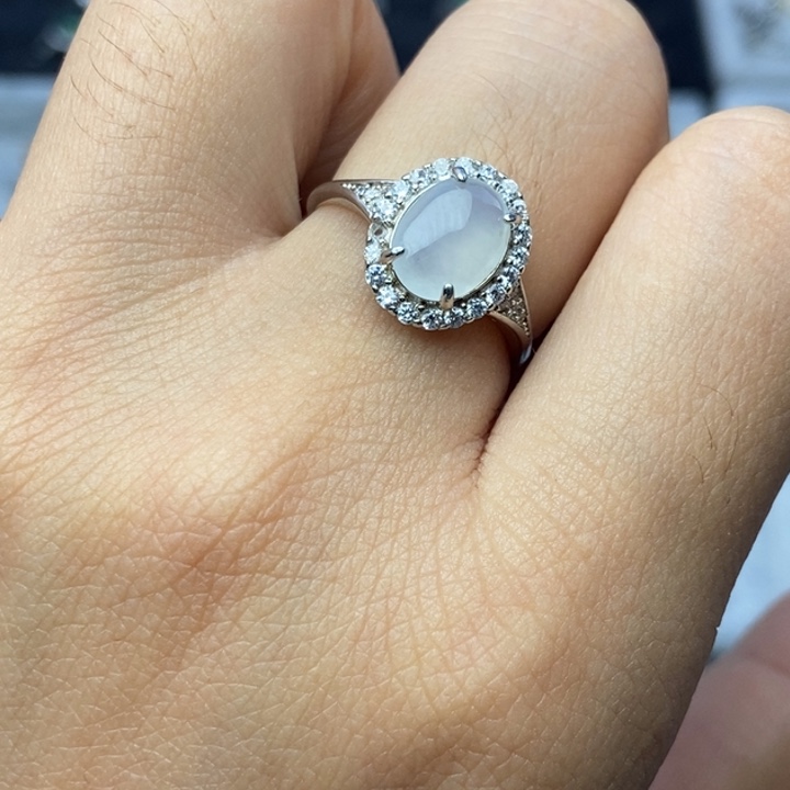 翡翠戒指银S925镶嵌戒指