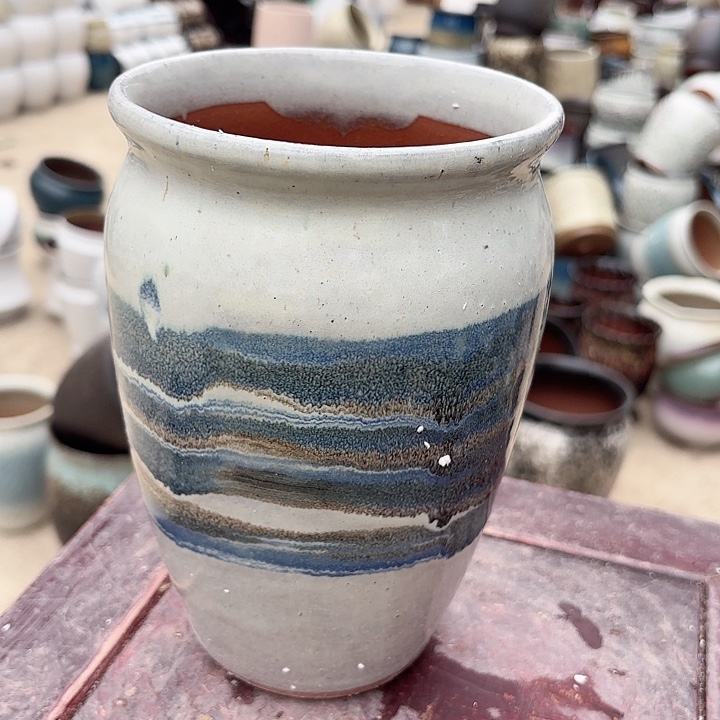 紫砂茶碗山水画口径13高20