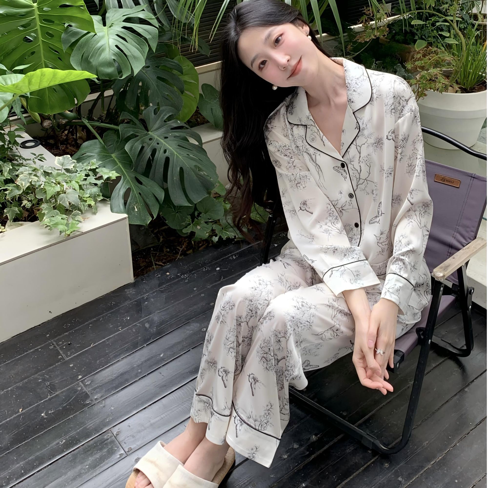 【秘境蝴蝶】小众设计轻奢潮牌睡衣家居服套装女士春秋季长袖睡衣