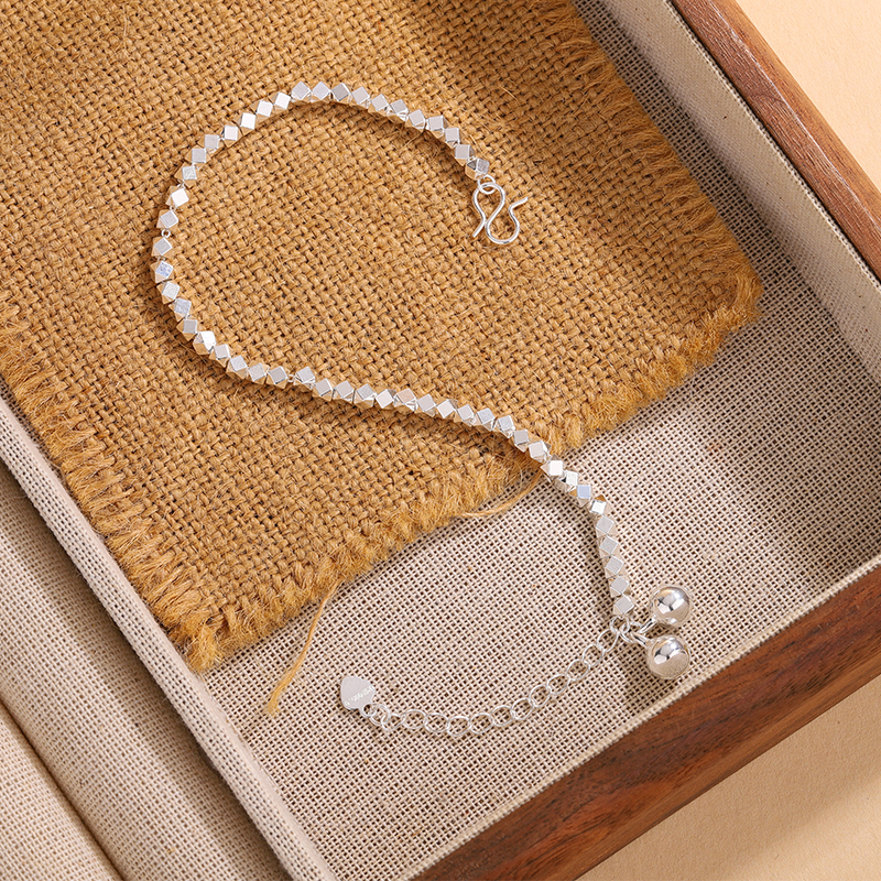 足银手链 碎银子波光粼粼气质百双搭铃铛手链