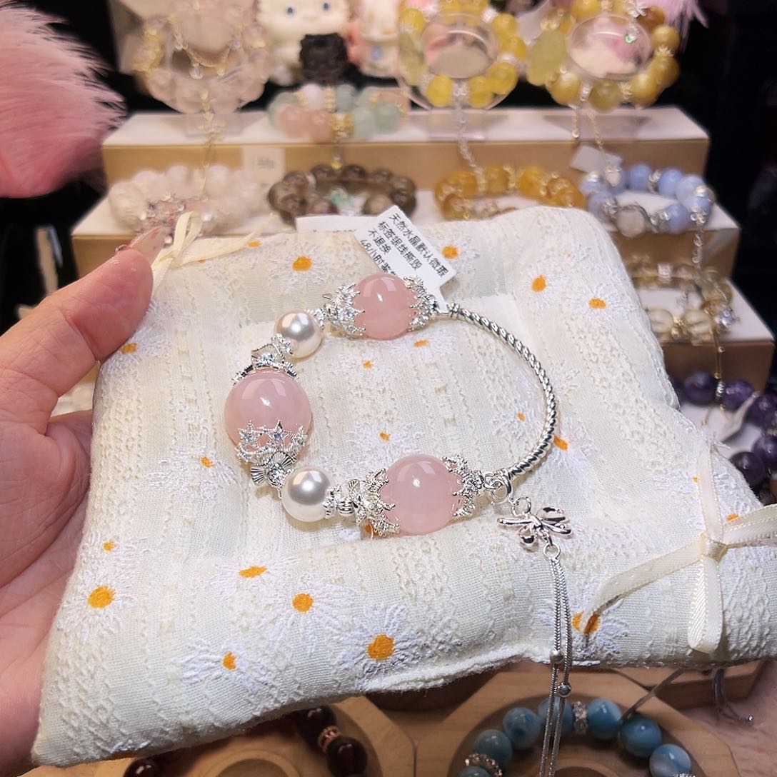 未镶嵌手链水晶粉水晶