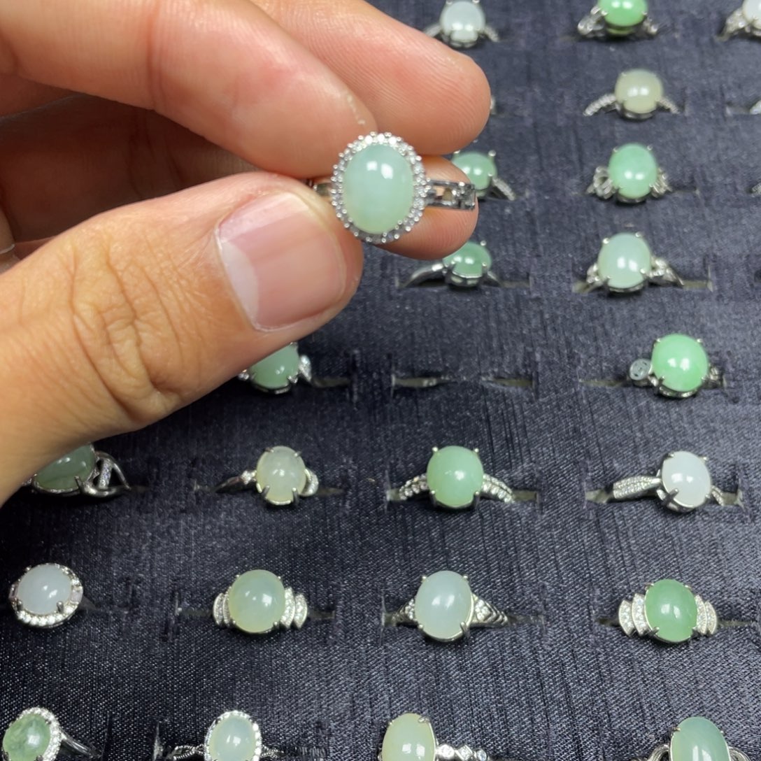 翡翠银S925镶嵌戒指