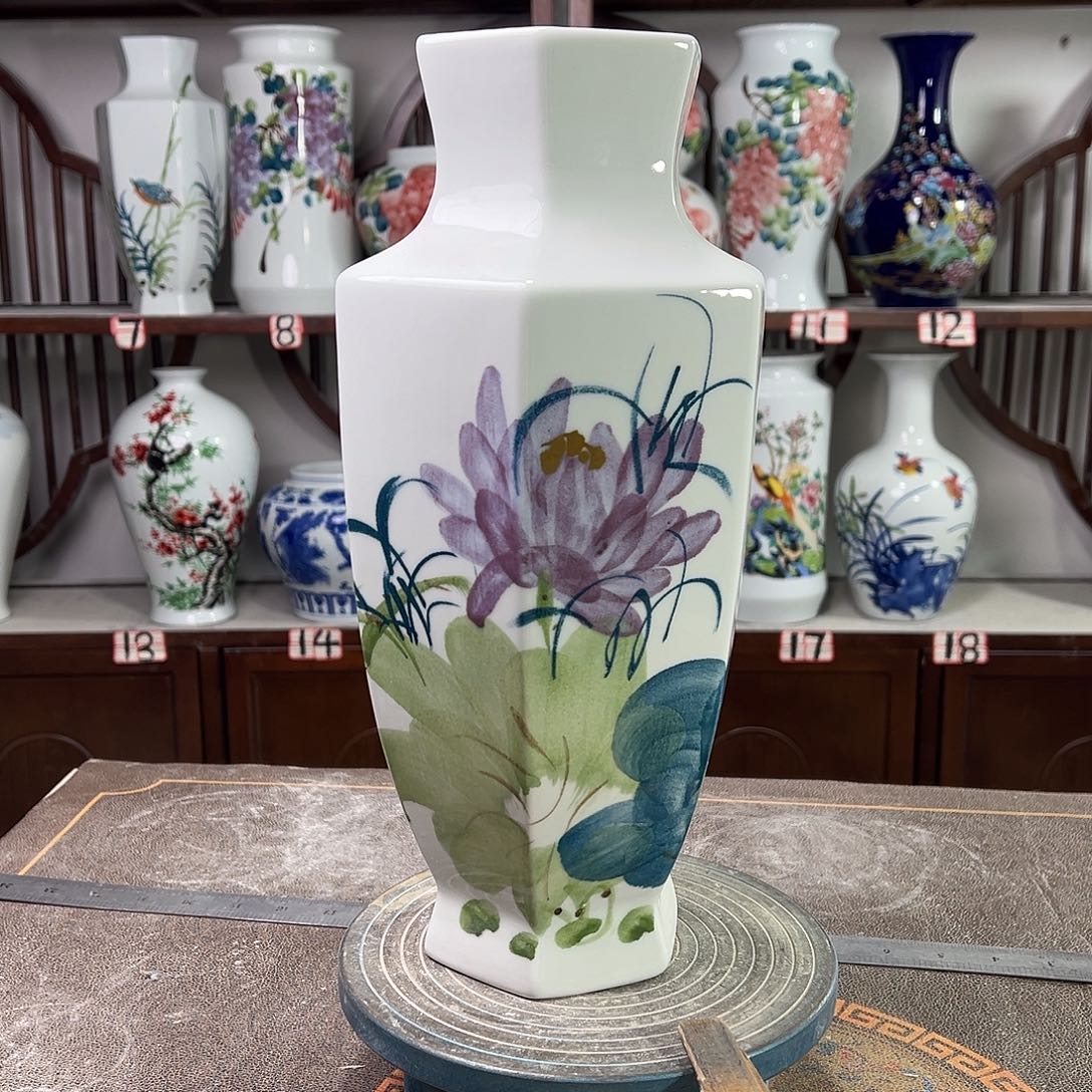 摆件陶景德镇陶瓷6紫荷