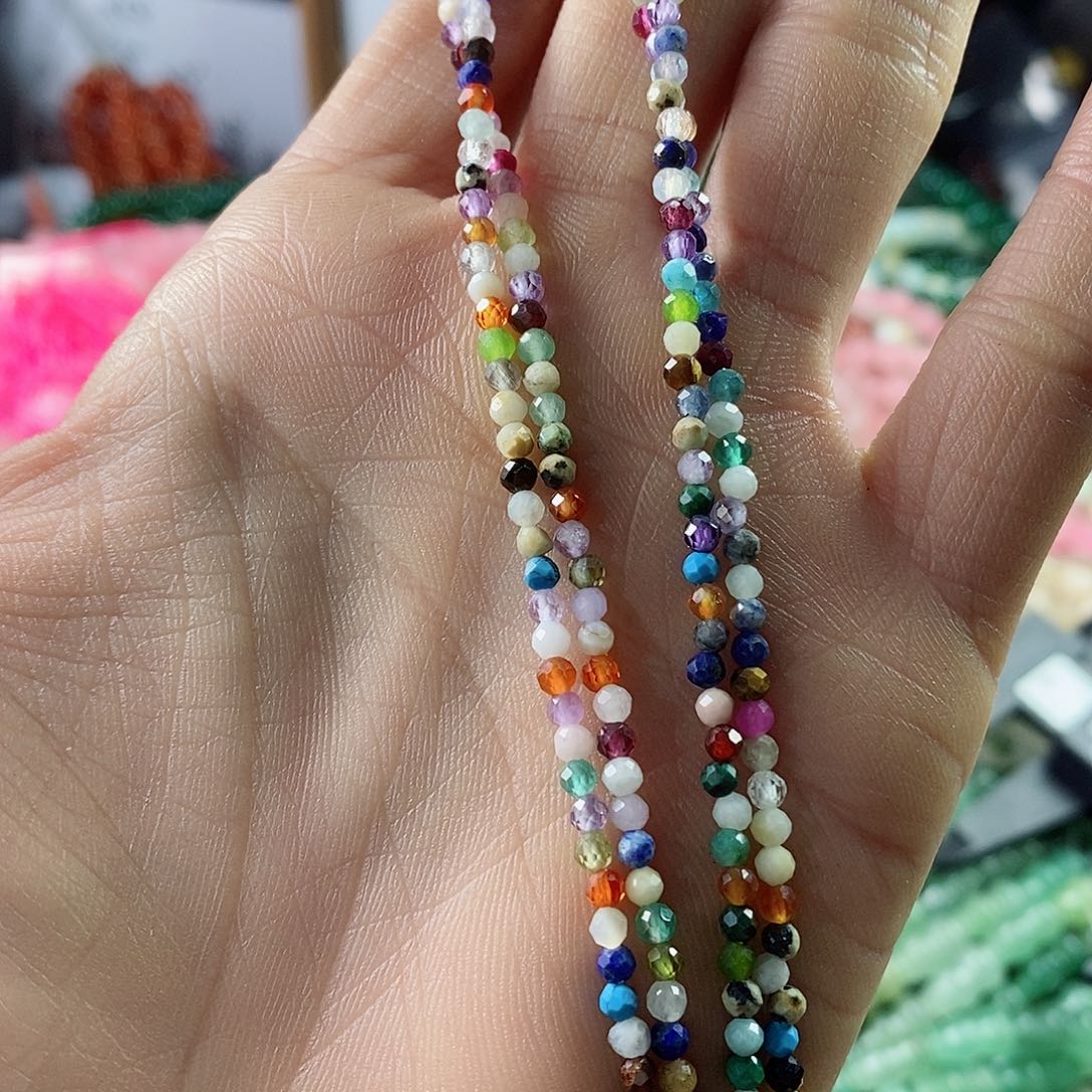 玛瑙/玉髓珠宝半成品合金一条3mm天然石切面彩宝