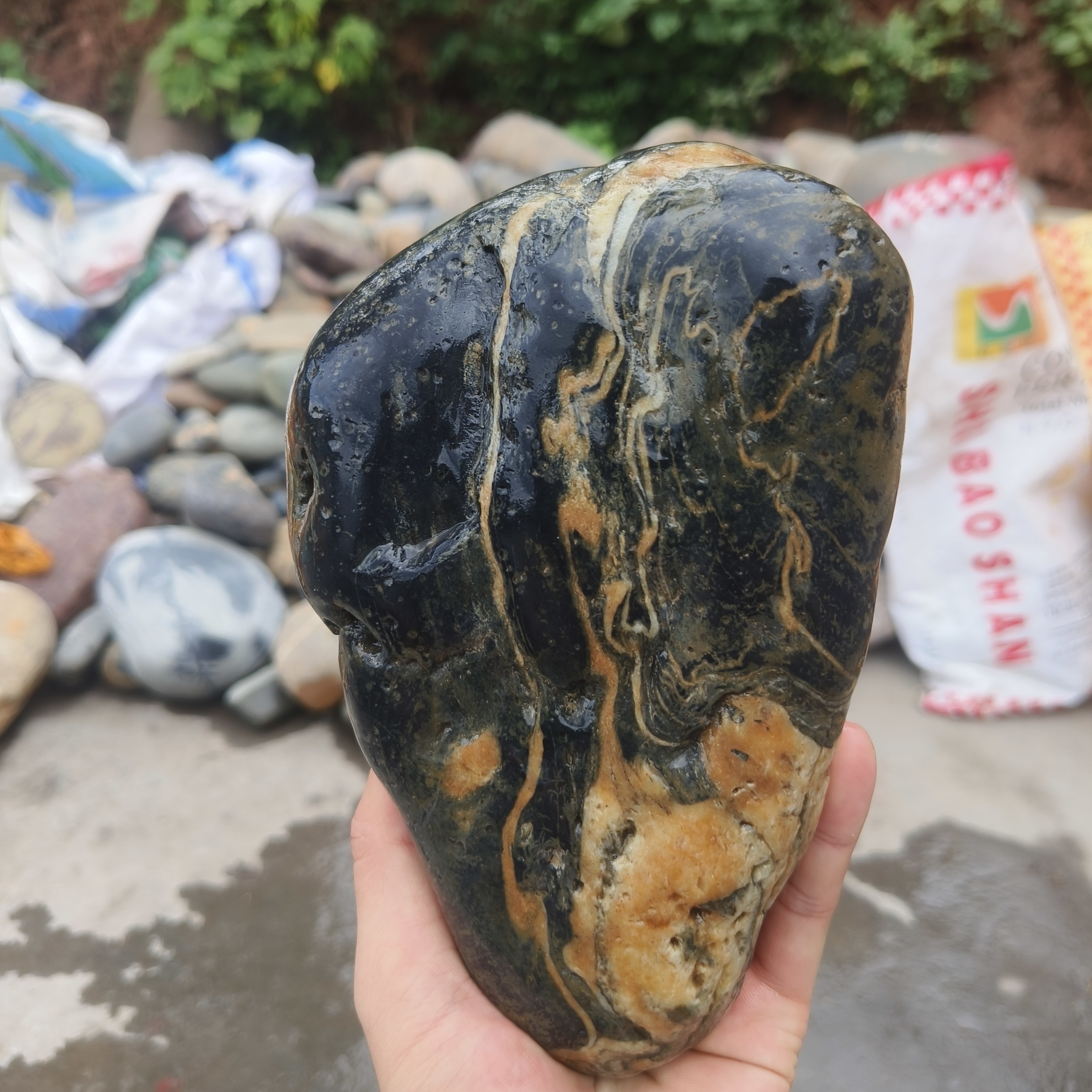 汉江原石天然奇石画面石案头观赏收藏摆件