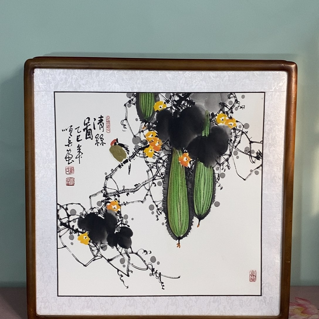 国画带框尺寸62✖️62厘米手绘