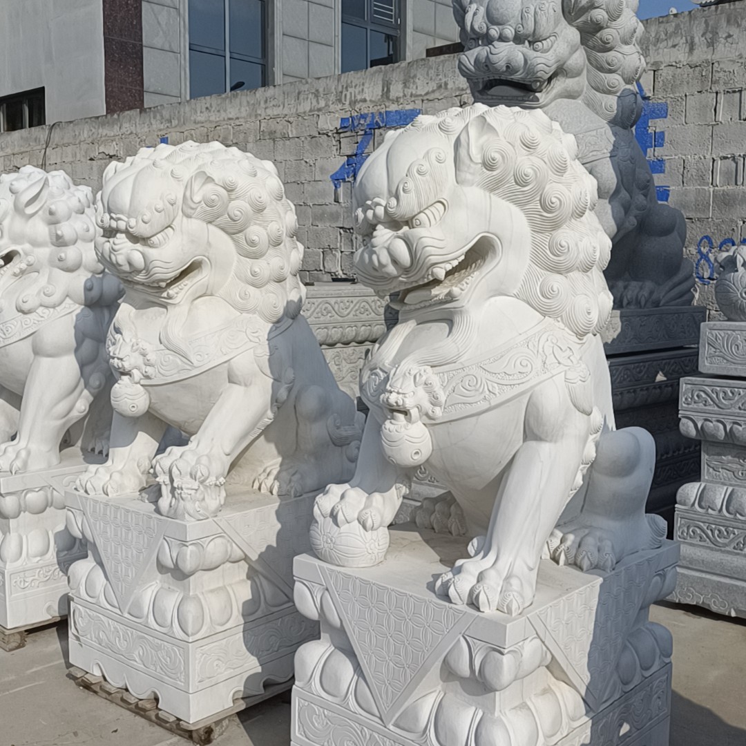 天然汉白玉石狮子庭院酒店门口石雕摆件