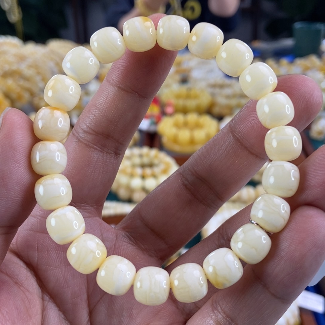 琥珀珠宝奇石未镶嵌10虎皮纹同料串13.62