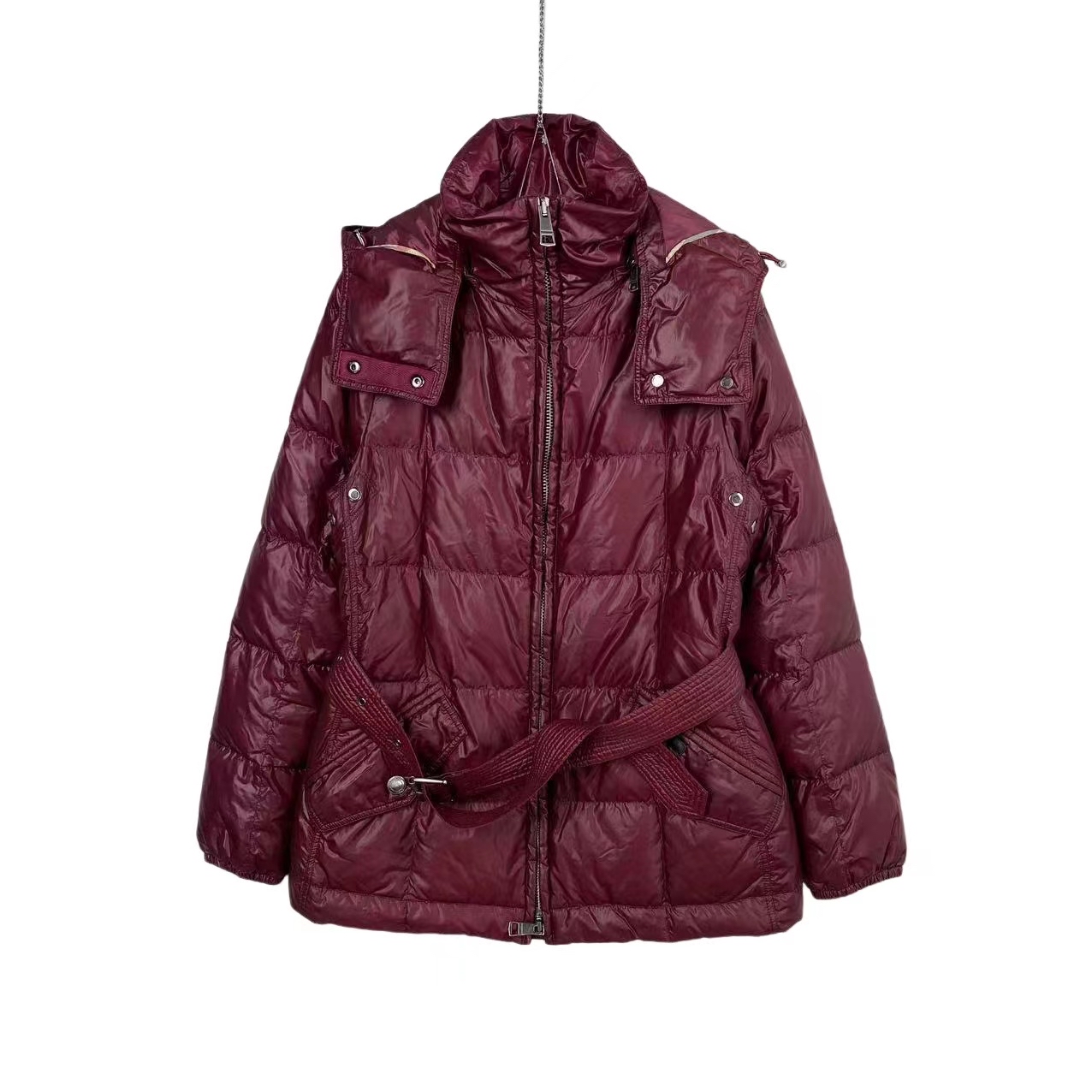 95新 BURBERRY/博柏利 竞拍 20203 酒红羽绒服 xs码