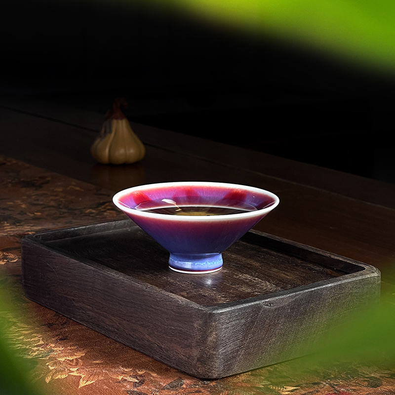 九观金品紫罗兰主人杯景德镇高端陶瓷茶器单色釉品茗杯茶杯单杯